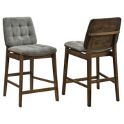 Redbridge Velvet Upholstered Counter Chair Grey and Walnut (Set of 2)