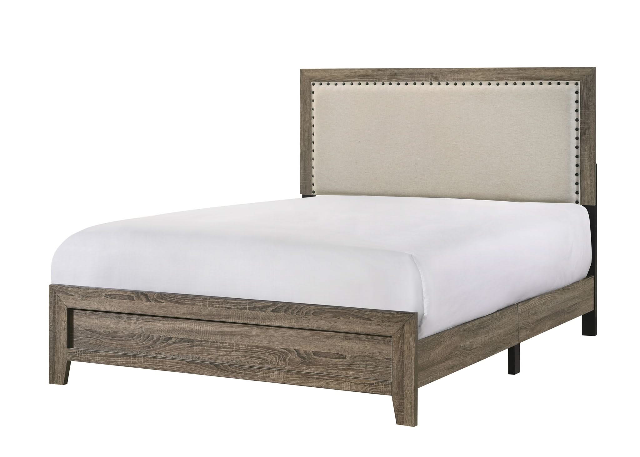 Millie - Queen 5 Piece Upholstered Bedroom Set - Warm Gray