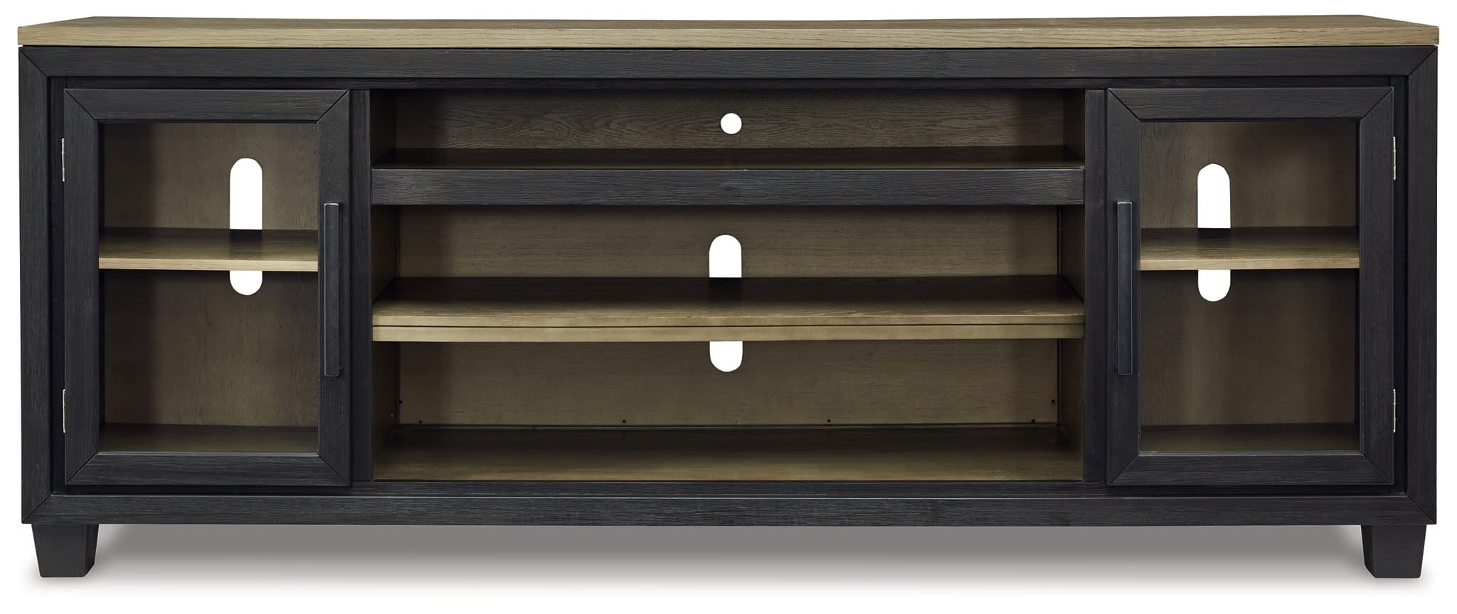 Foyland - XL TV Stand w/Fireplace Option - Black / Brown