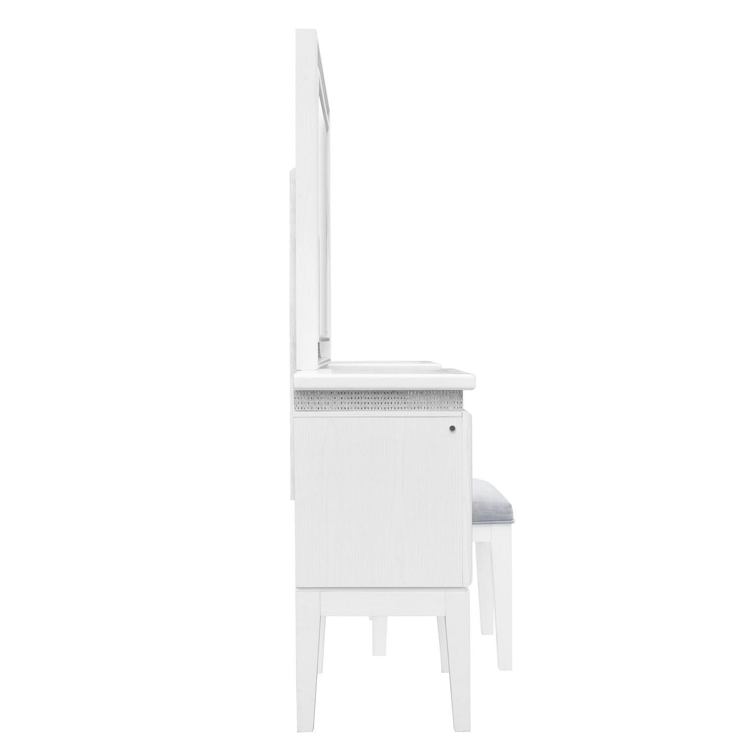 Reflections - 3 Piece Vanity Set - Pearl White & Rhinestone