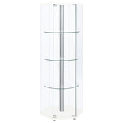 Zahavah 4-shelf Hexagonal Clear Glass Curio Cabinet White