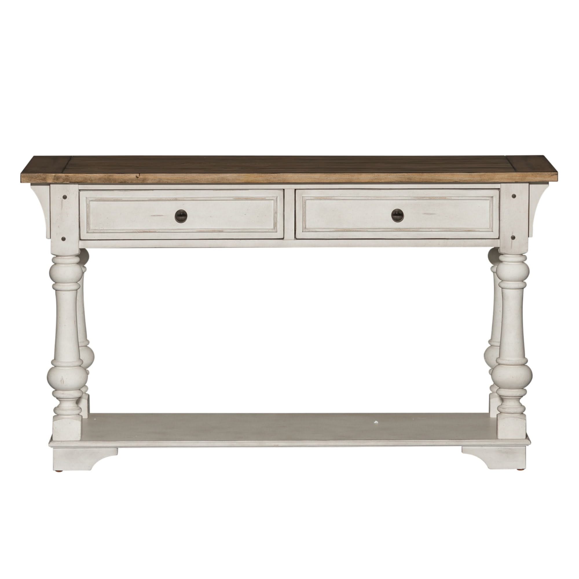 Morgan Creek - Sofa Table - Antique White / Wirebrushed Tobacco Accents