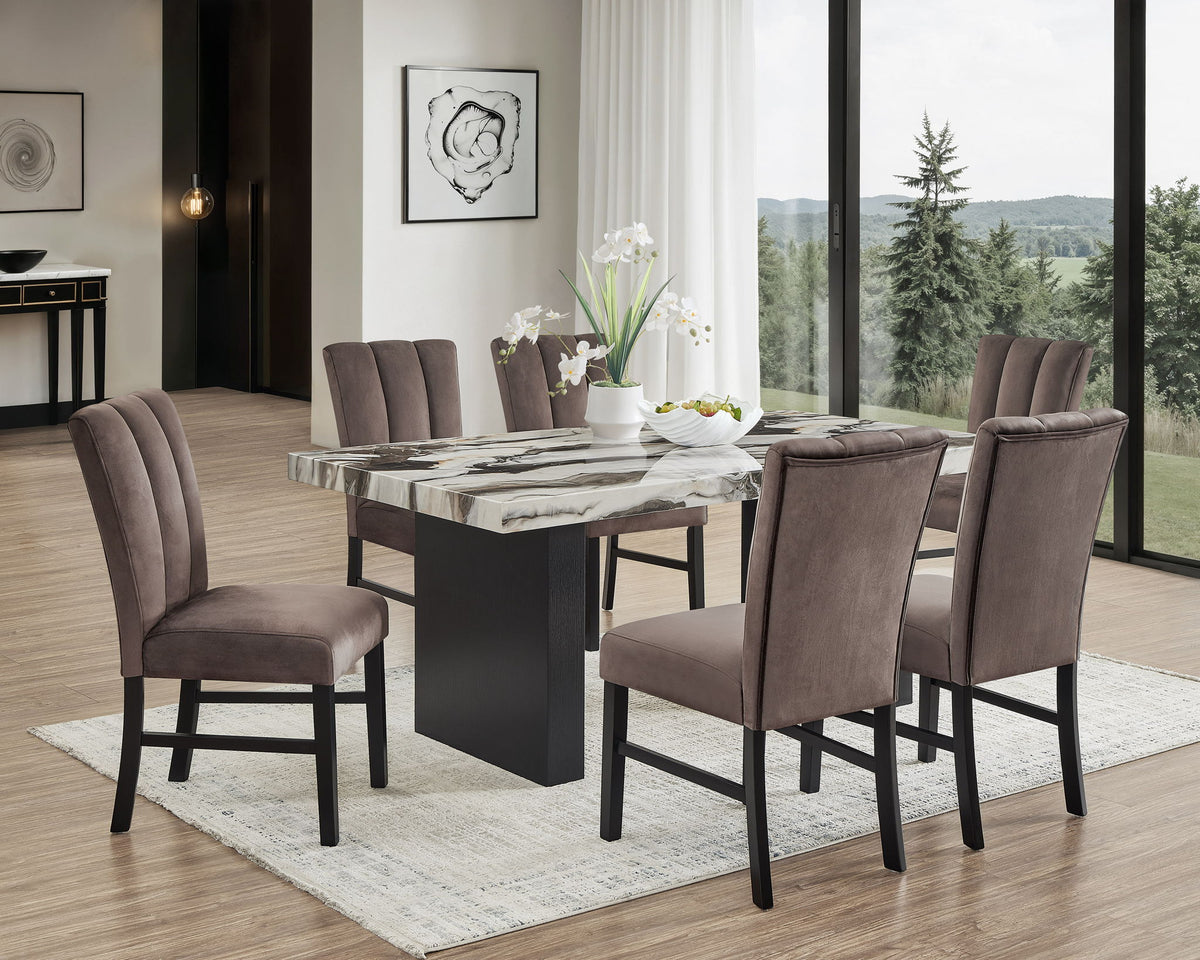 Vega - 6 Piece Dining Room Set - White / Gray