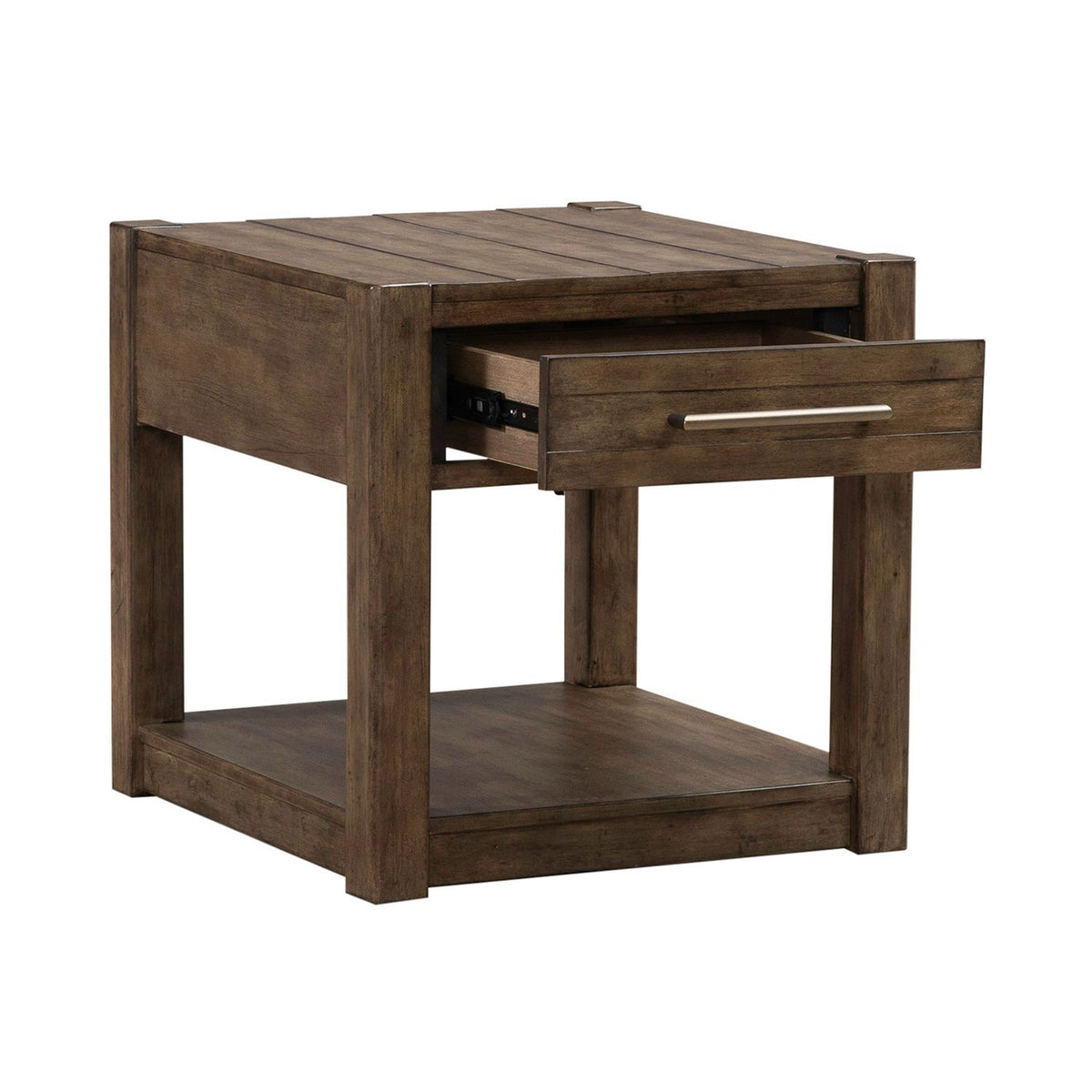 Broadmore - Drawer End Table - Cobblestone Brown