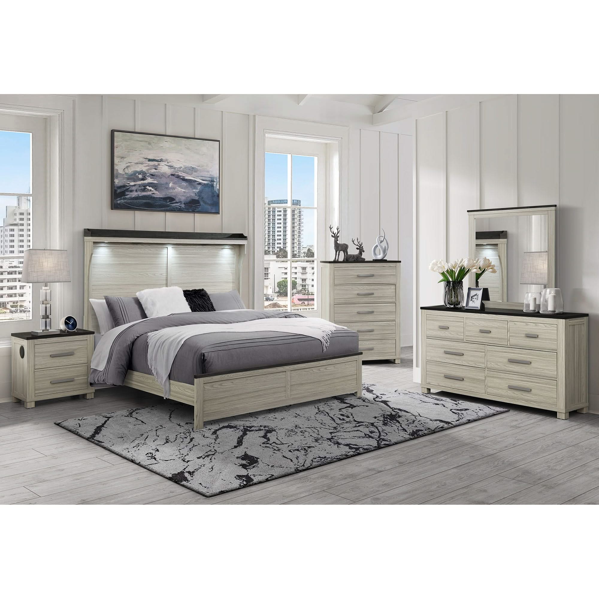 Augusta - Nightstand With Top, 2 Drawers, Block Feet - Beige Brown