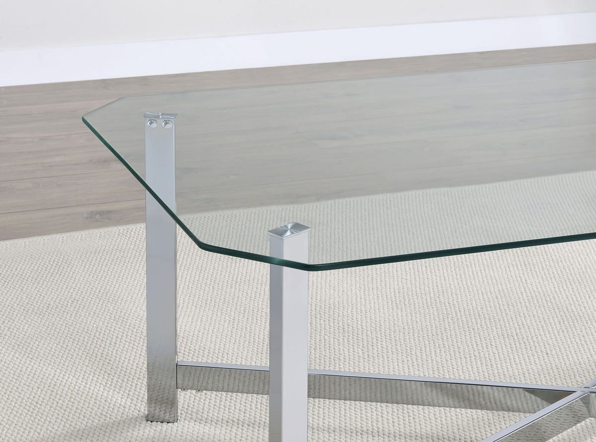 Cronin Square Tempered Glass Top Side End Table Chrome