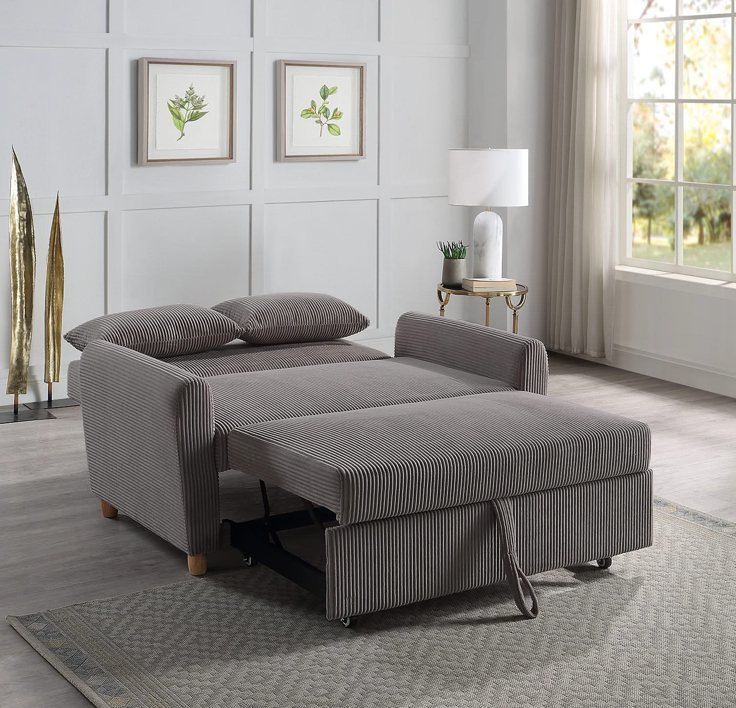 Justine - Convertible Sleeper Loveseat - Brown