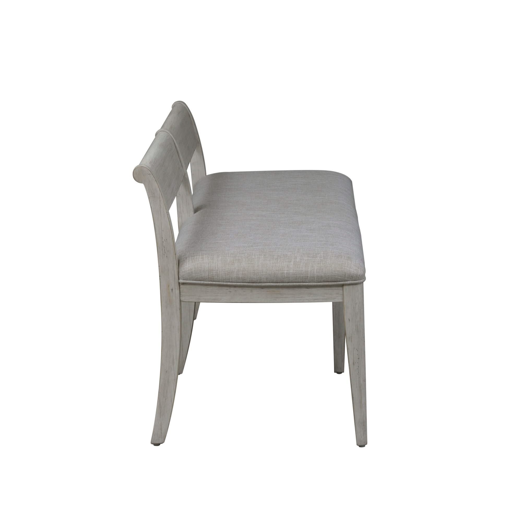 Farmhouse Reimagined - Upholstered Bench - Antique White / Chestnut Tops