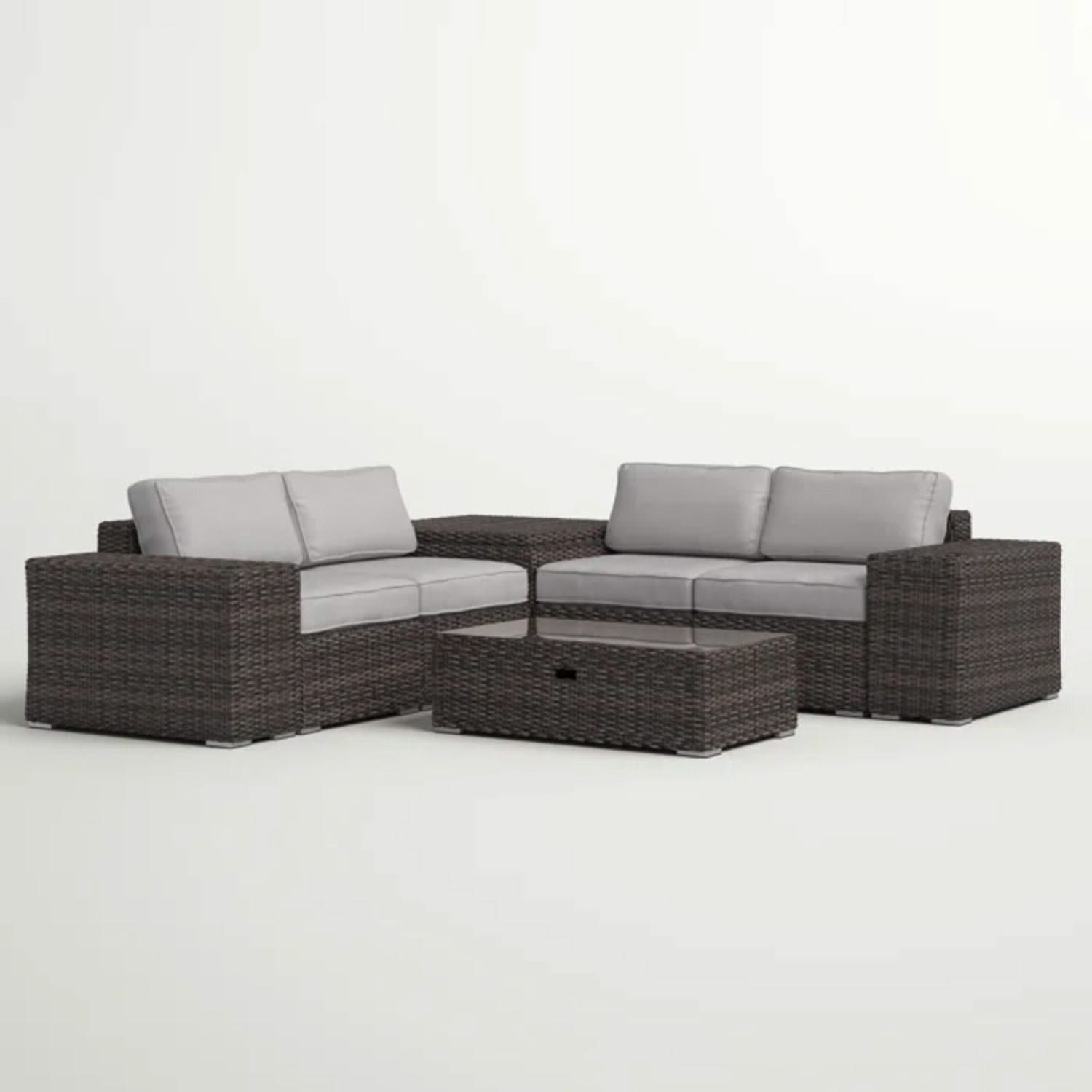 Modern Patio Rattan Sectional Set With Cushions