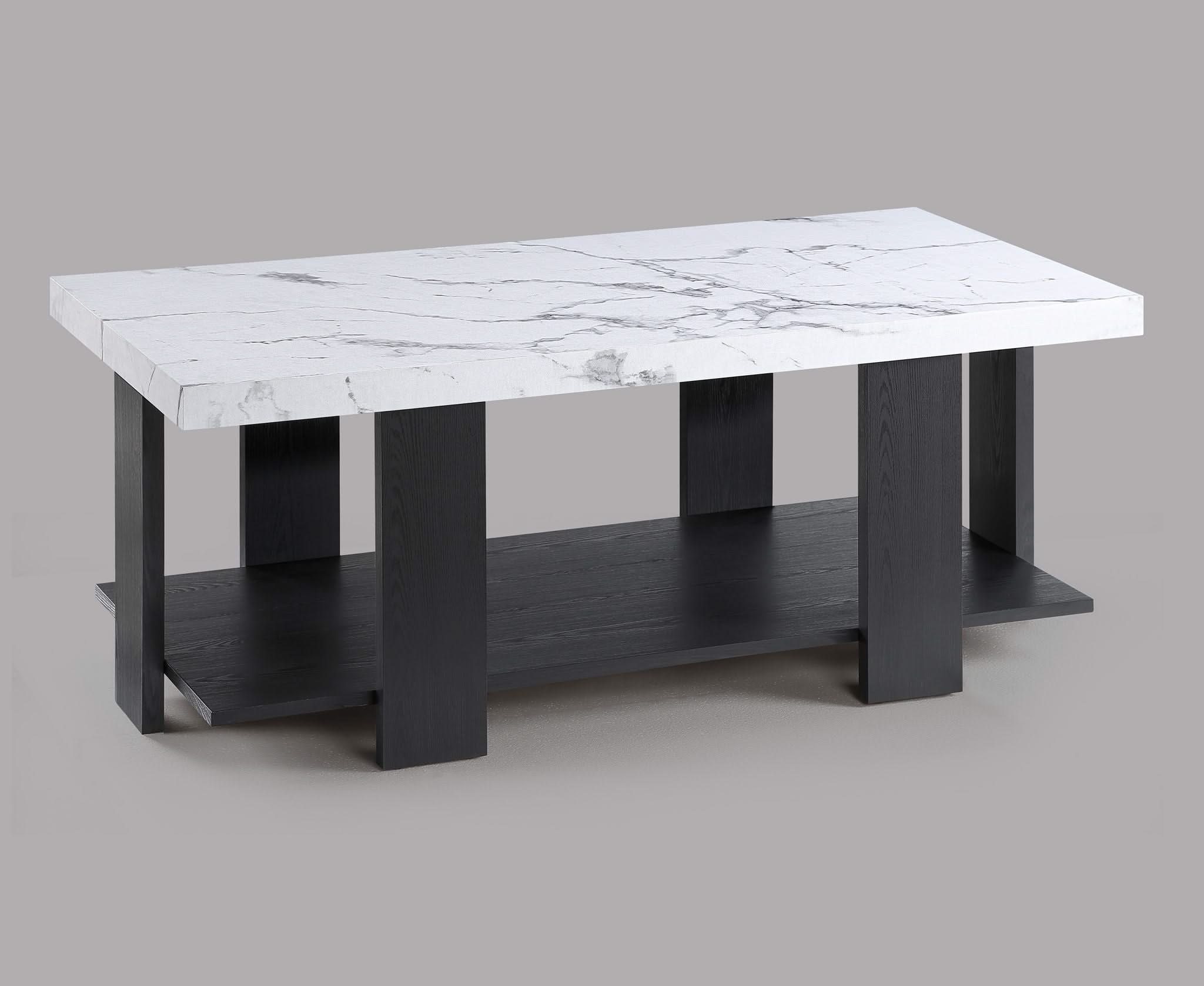 Boris - 3 Piece Faux Marble Cocktail Set - Black / White