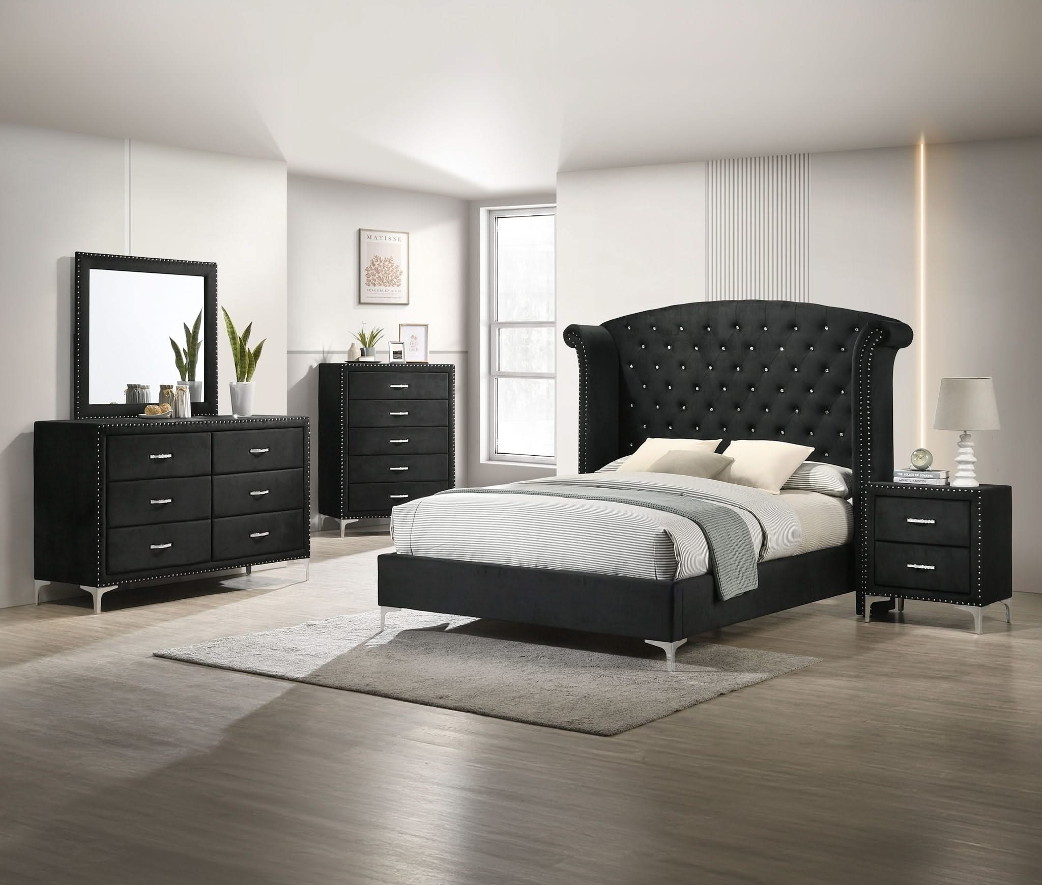 Lucinda - King 5 Piece Bedroom Set - Black