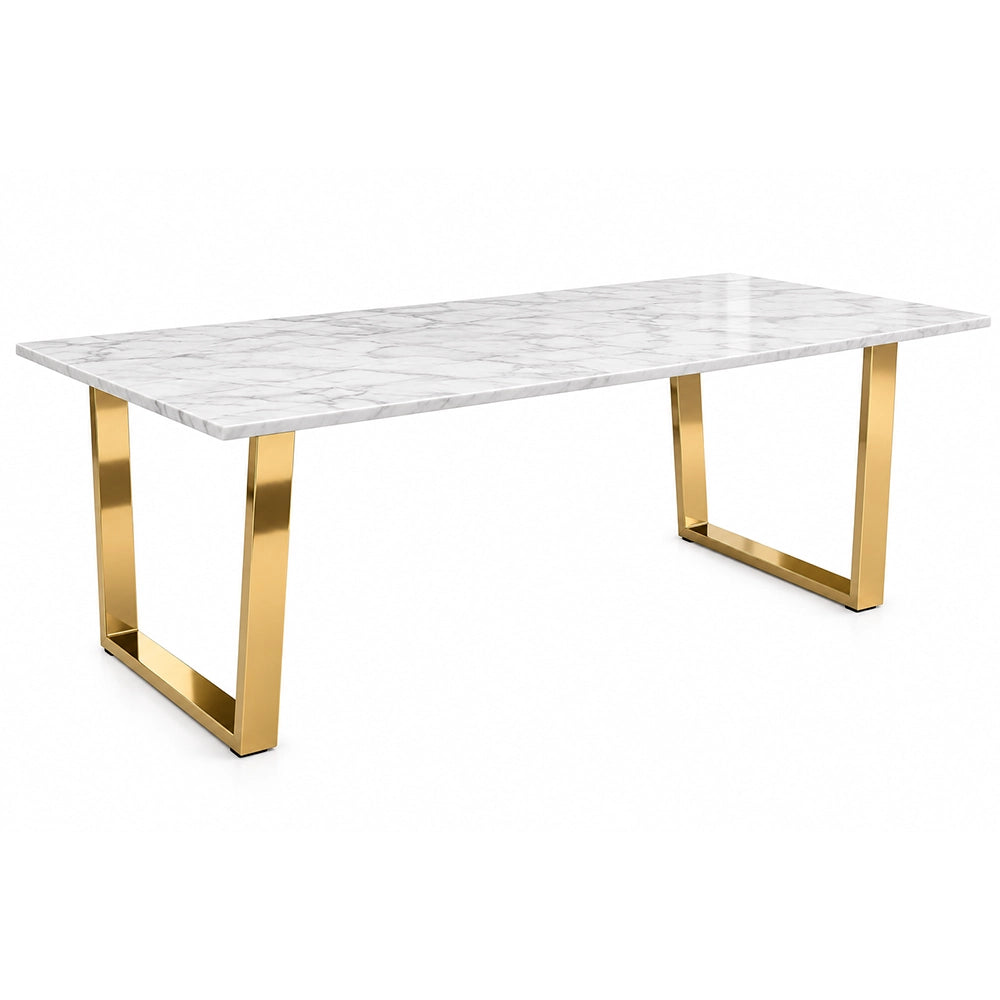 Cameron White Marble and Gold Modern Glam 7-Piece Dining Set