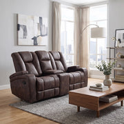 Carrara Brown Manual Reclining Console Loveseat