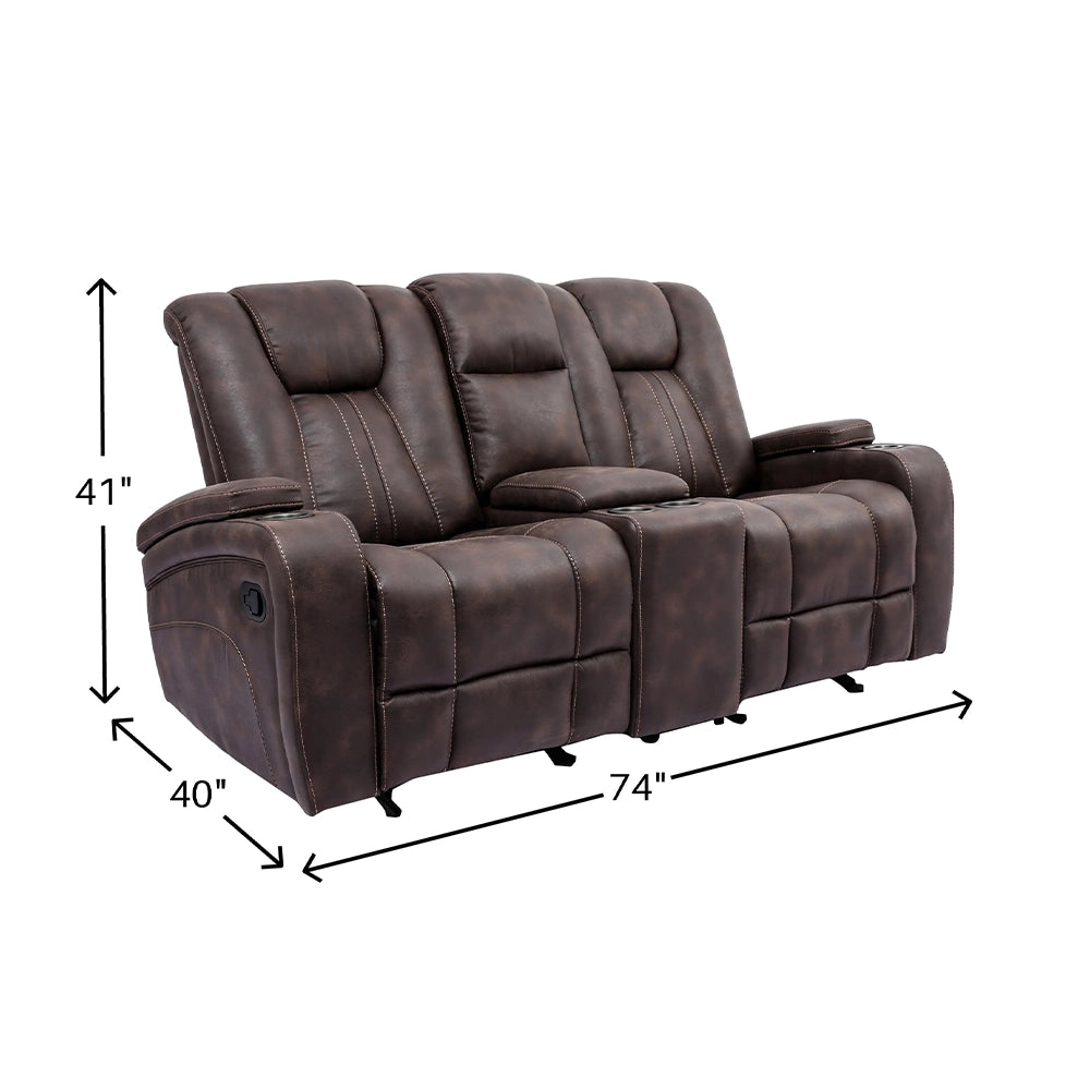 Carrara Brown Manual Reclining Sofa and Loveseat Living Room Set