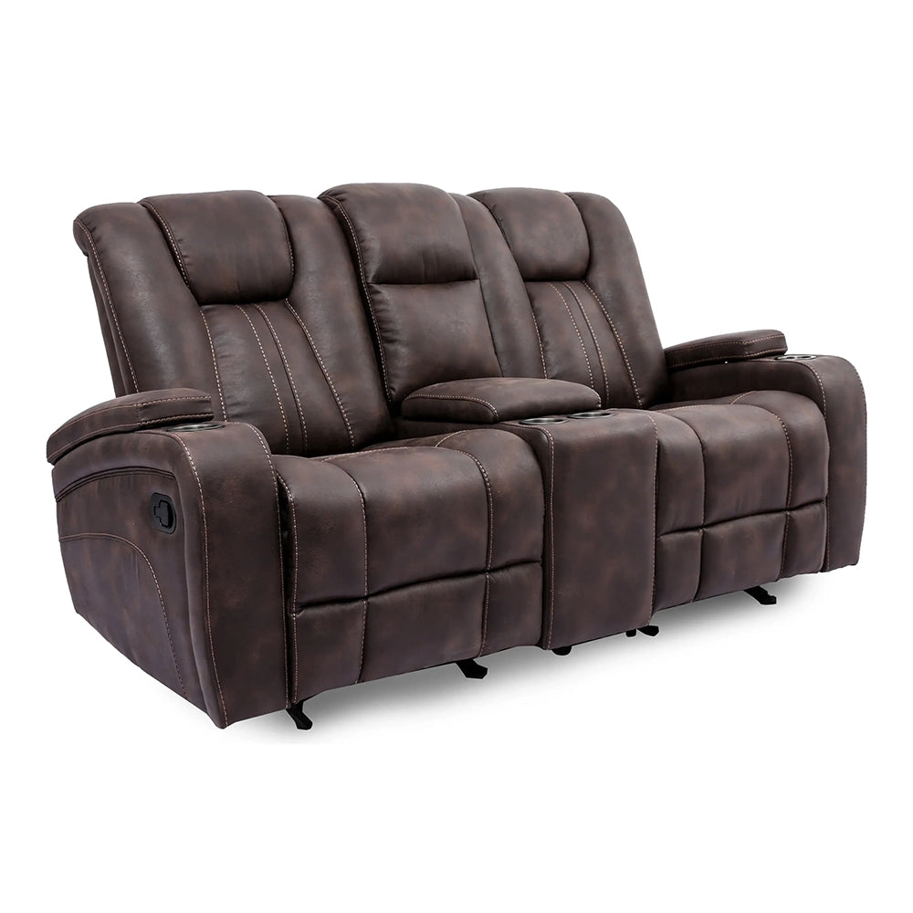 Carrara Brown Manual Reclining Sofa and Loveseat Living Room Set