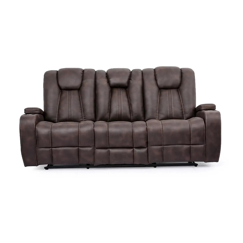 Carrara Brown Manual Reclining Sofa and Loveseat Living Room Set