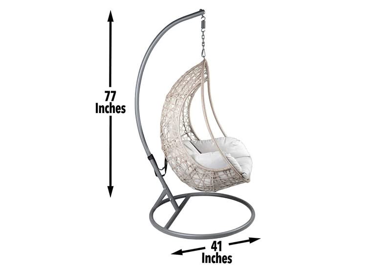 Cayden Beige Outdoor All Weather Hanging Basket Swing Chair