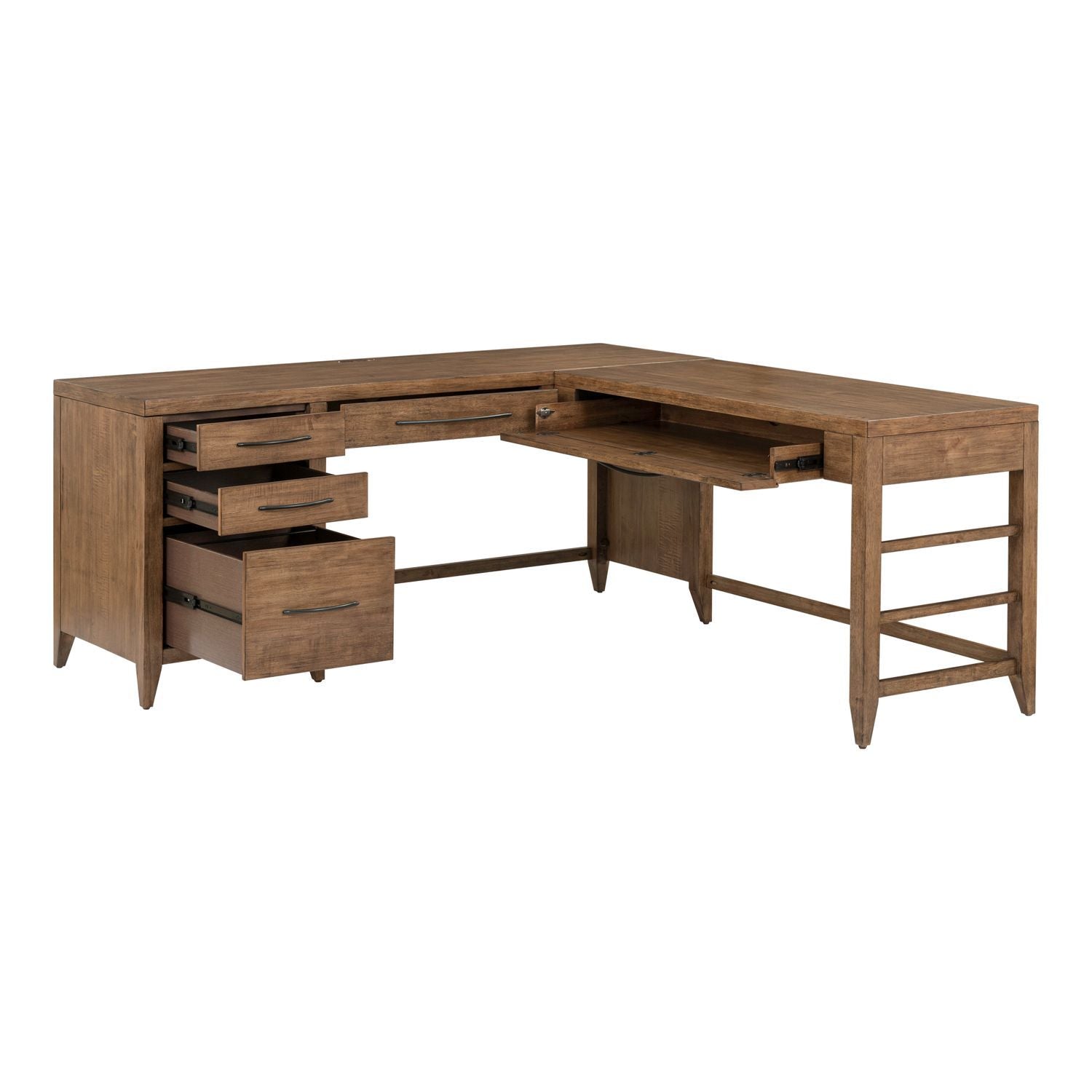Shaker Lakes - L Shaped Desk Set - Harvest Brown