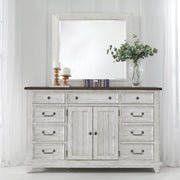 River Place - Dresser & Mirror - Riverstone White & Tobacco