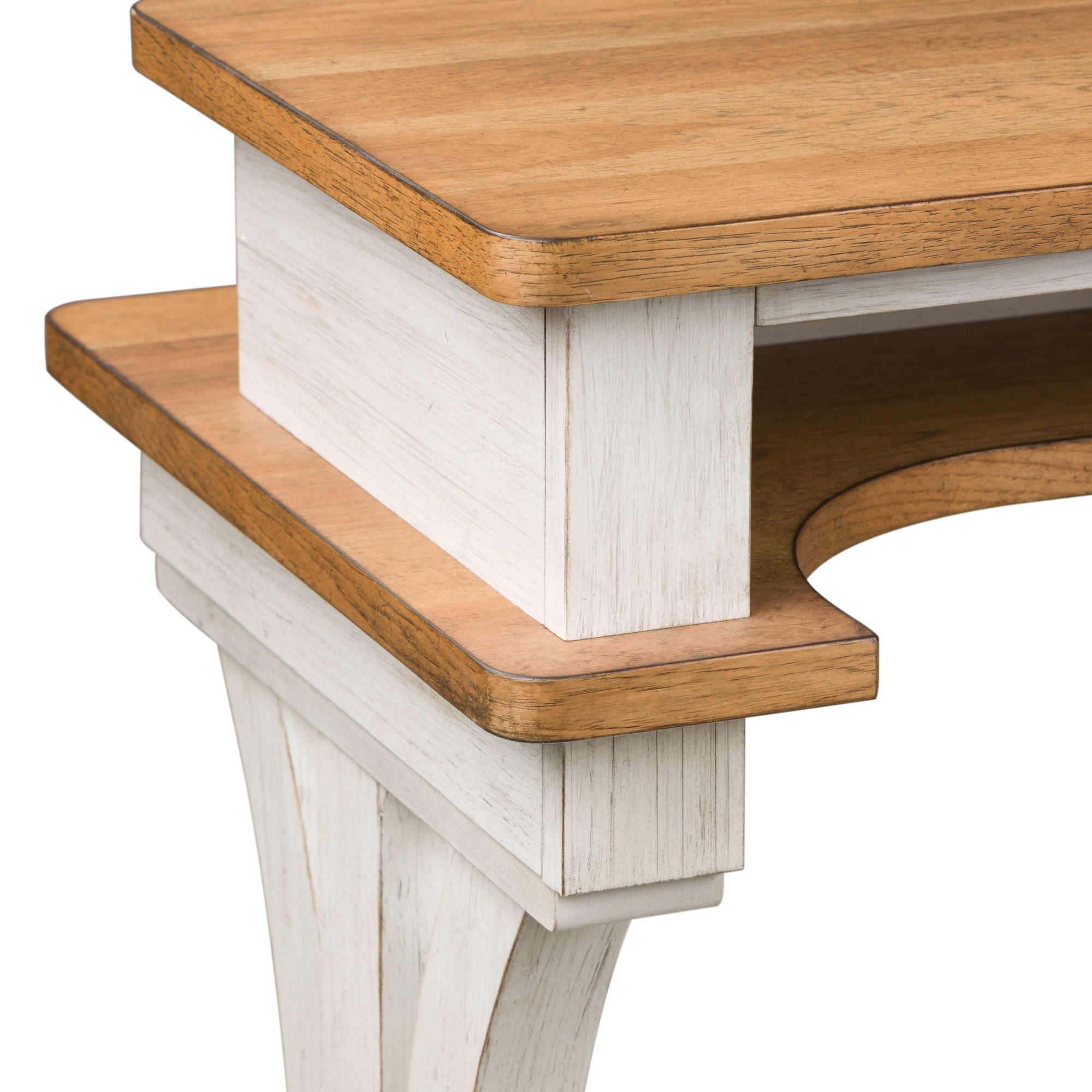 Farmhouse Reimagined - Console Bar Table - Antique White / Chestnut Tops