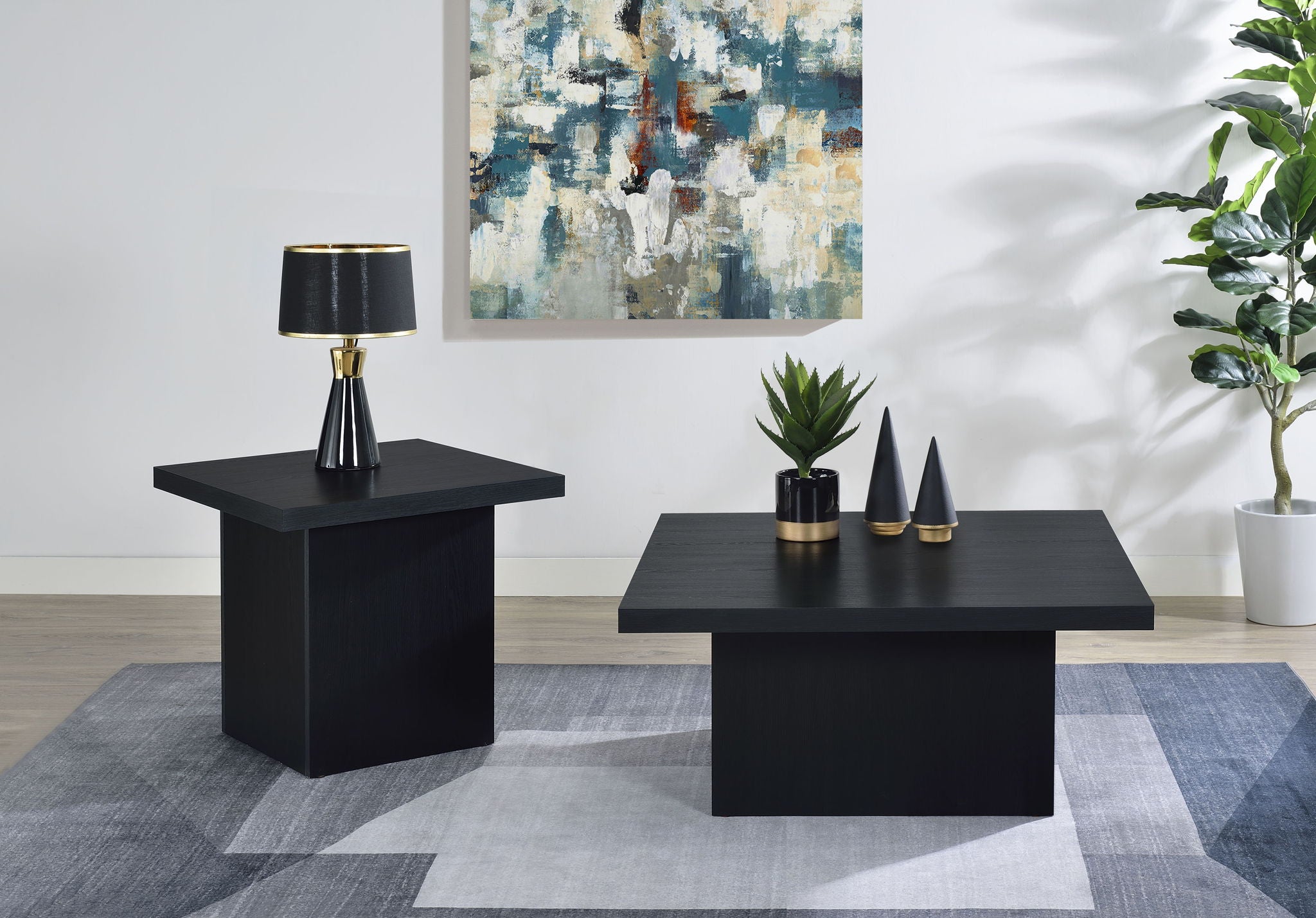 Devar 2-piece Square Cocktail Coffee End Table Set Black - | Free ...