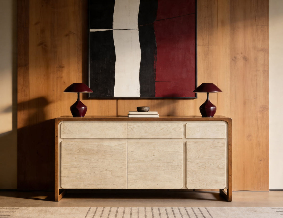 Evoke - 3 Drawer & 3 Door TV Stand/Console - Ivory / Brown