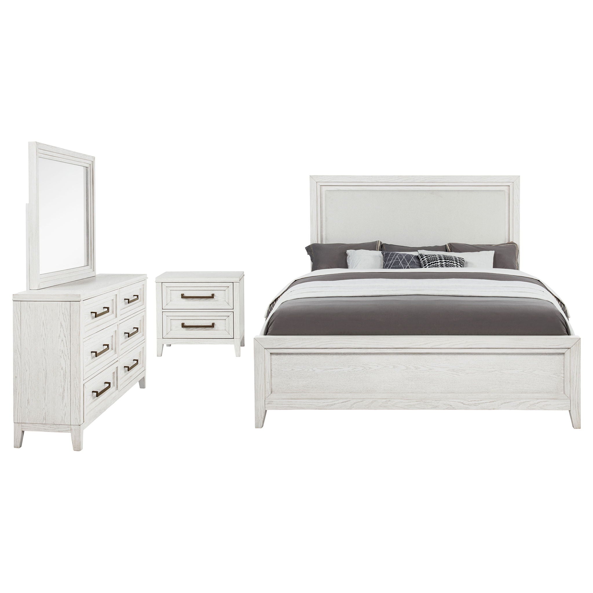 Marielle 4-piece Eastern King Bedroom Set Distressed White