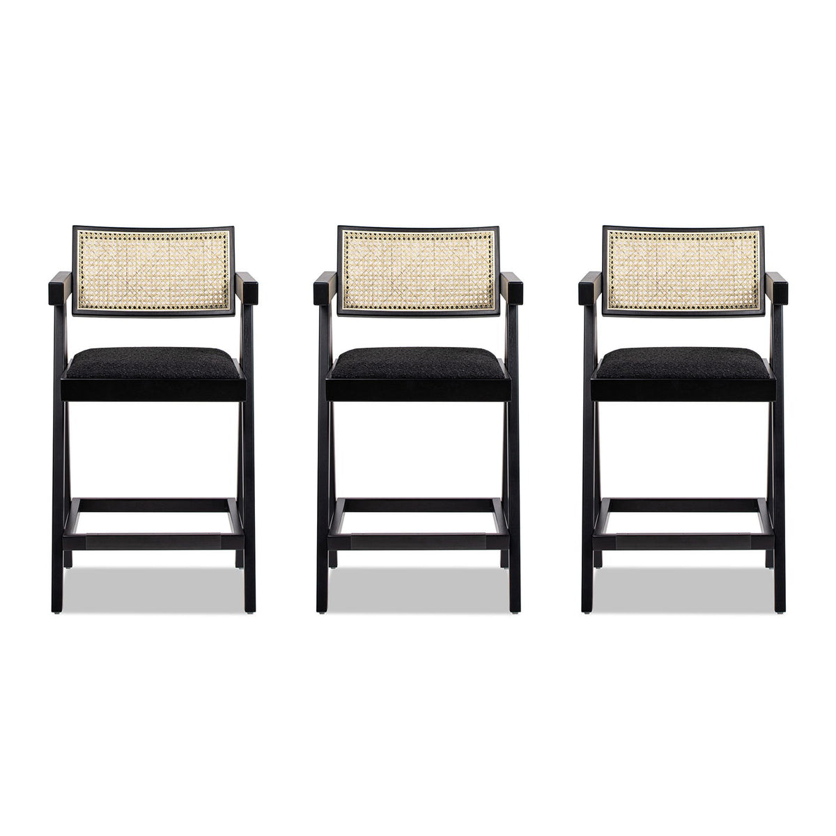 Milan - Modern Webbing Back Stool With Arms (Set of 3)