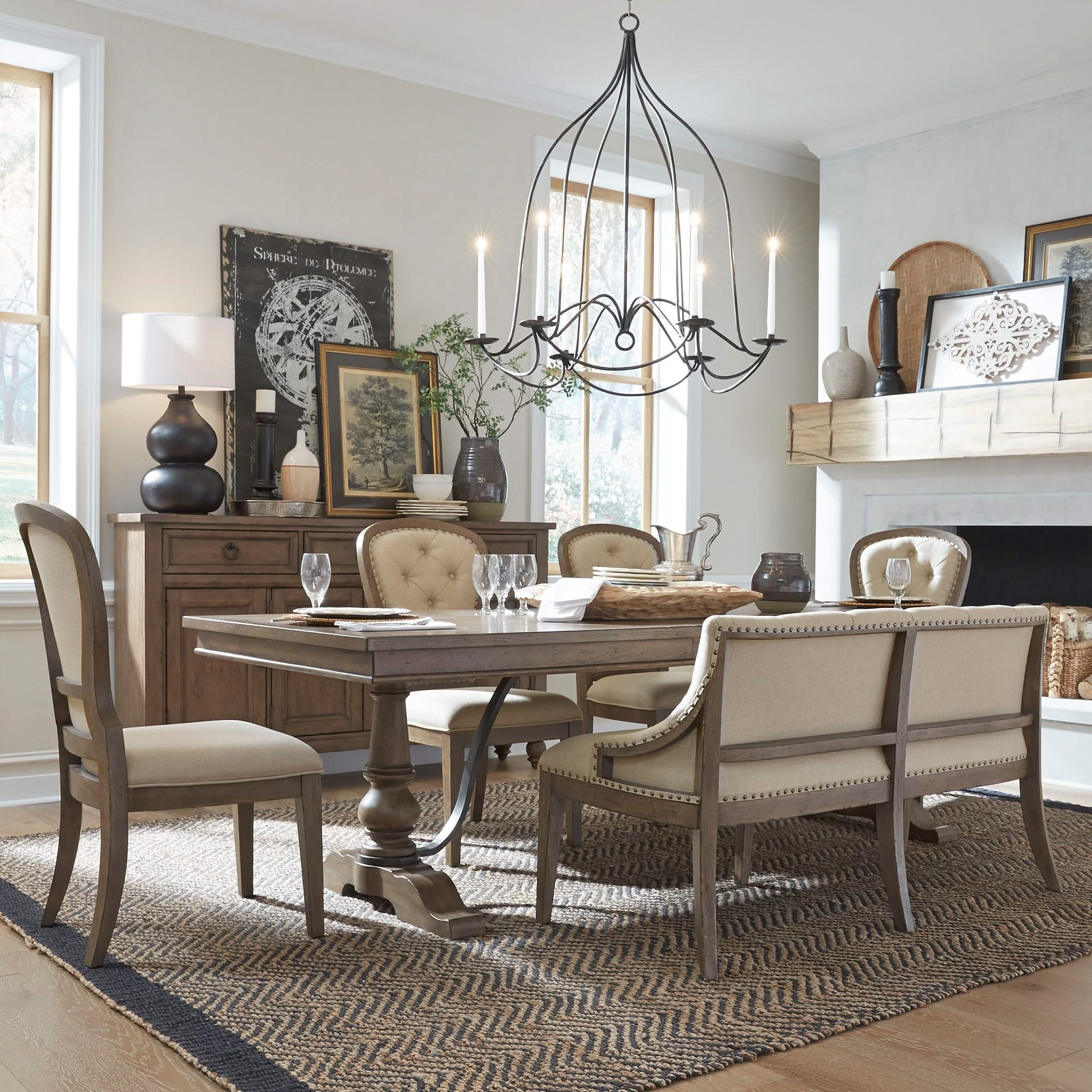 Americana Farmhouse - Dining Room Trestle Table Set