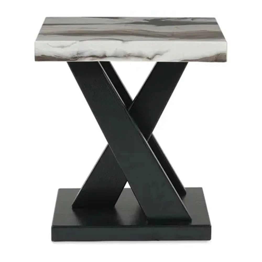 Cendill White Marble Contemporary 3-Piece Cocktail Table Set with Casters