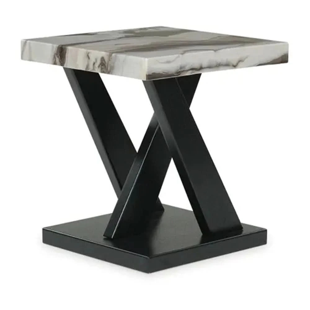 Cendill White Marble Contemporary 3-Piece Cocktail Table Set with Casters