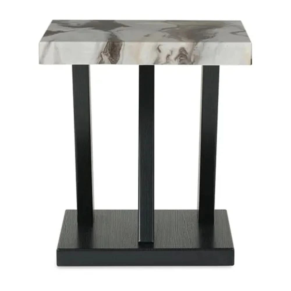 Cendill White Marble Contemporary 3-Piece Cocktail Table Set with Casters