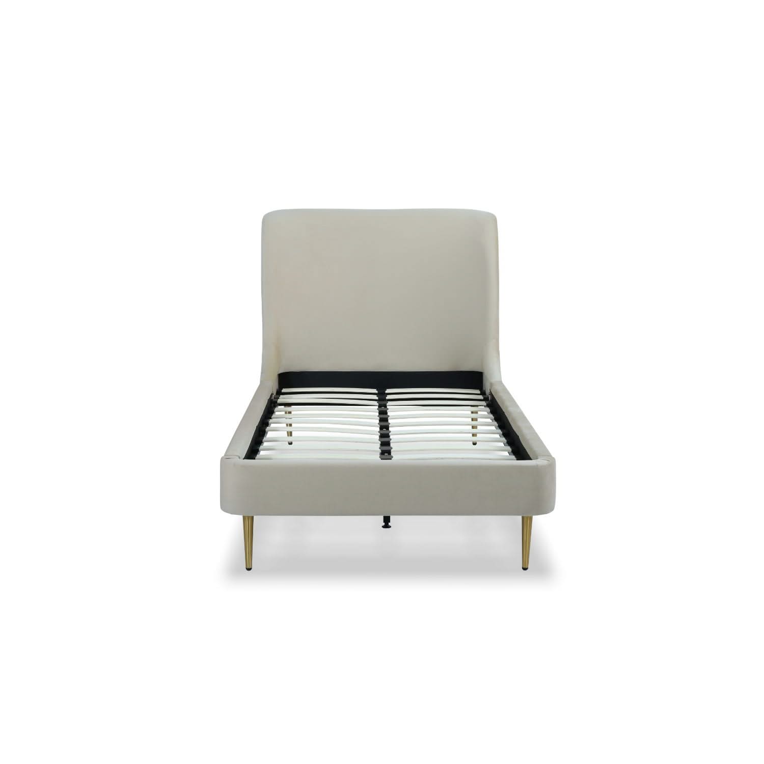 Mid-Century Modern Upholstered Bed With Curved Headboard