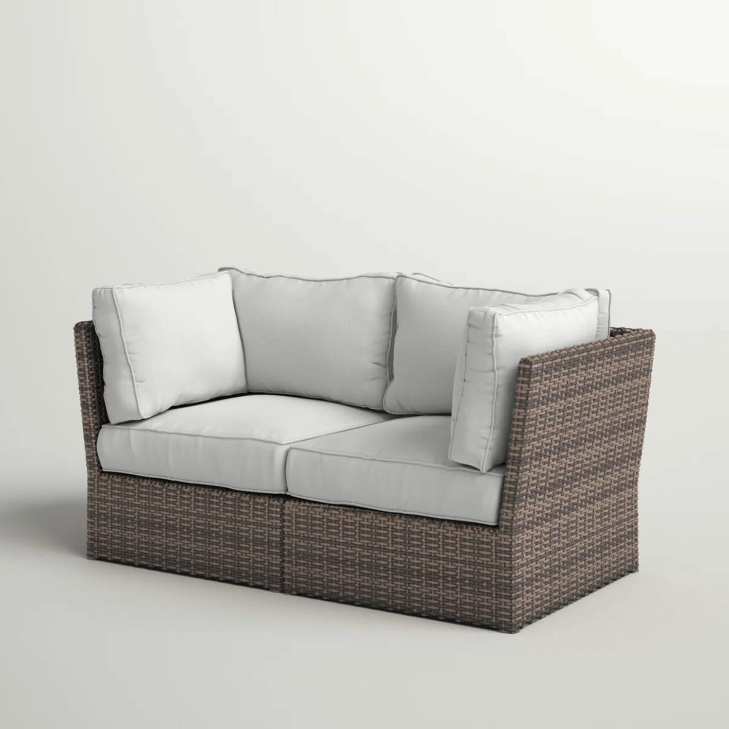 Modern Patio Wicker Loveseat With Cushions