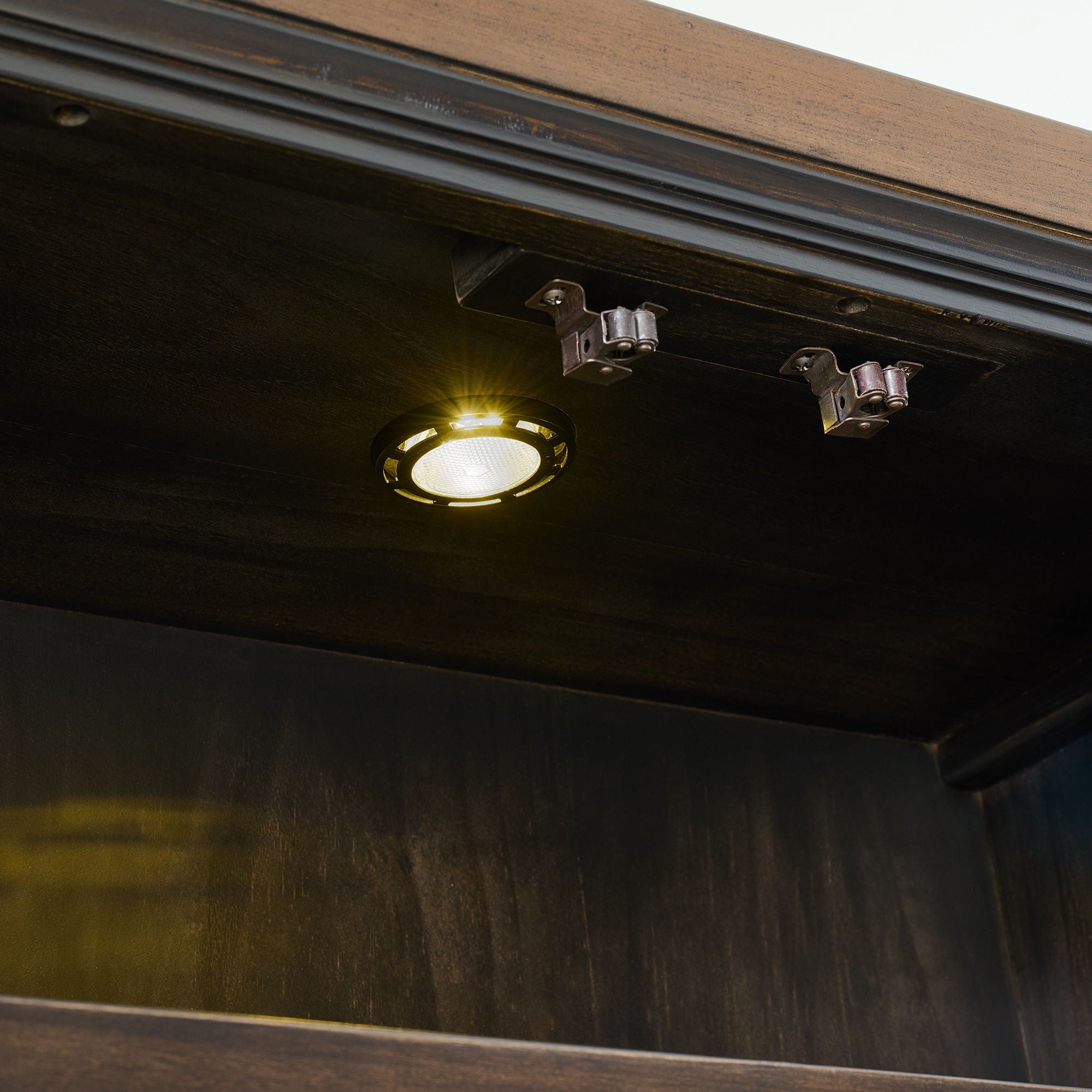 Montrose - Server And Hutch With LED Light - Espresso And Brown