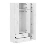 Modern 3 Door Mirror Wardrobe With 2 Drawers And Top Cabinet