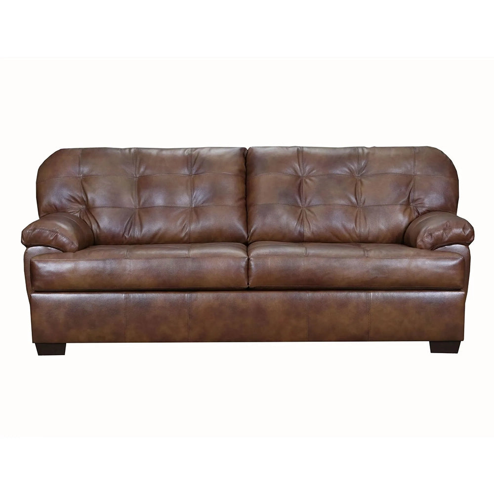 Chaps Brown Rustic Leather Sofa & Loveseat with Button Tufting
