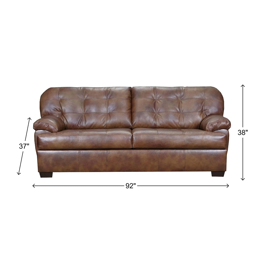 Chaps Brown Leather Sofa – Rustic Comfort with Tufted Detailing