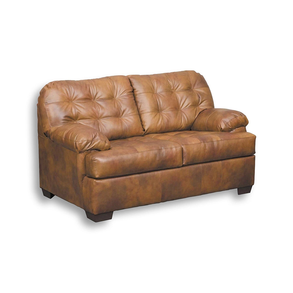 Chaps Brown Leather Loveseat with Tufted Back & Classic Western Style