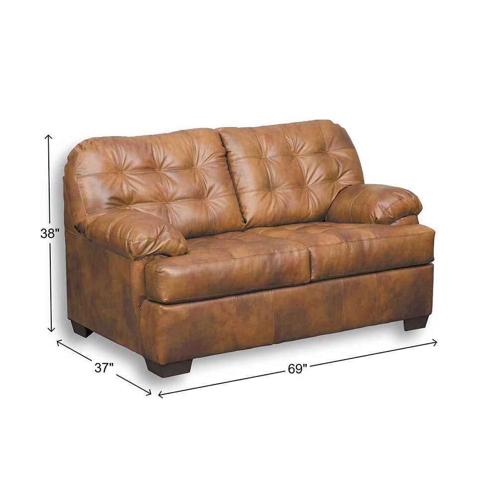 Chaps Brown Leather Loveseat with Tufted Back & Classic Western Style