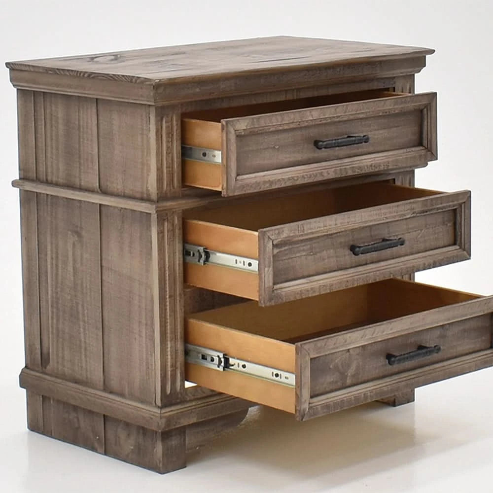Charleston Gray Nightstand with Rustic Farmhouse Design