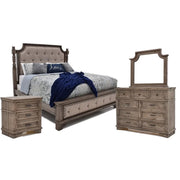 Charleston Gray Bedroom Set with Upholstered Panel Bed and Rustic Design (Available in Queen & King)