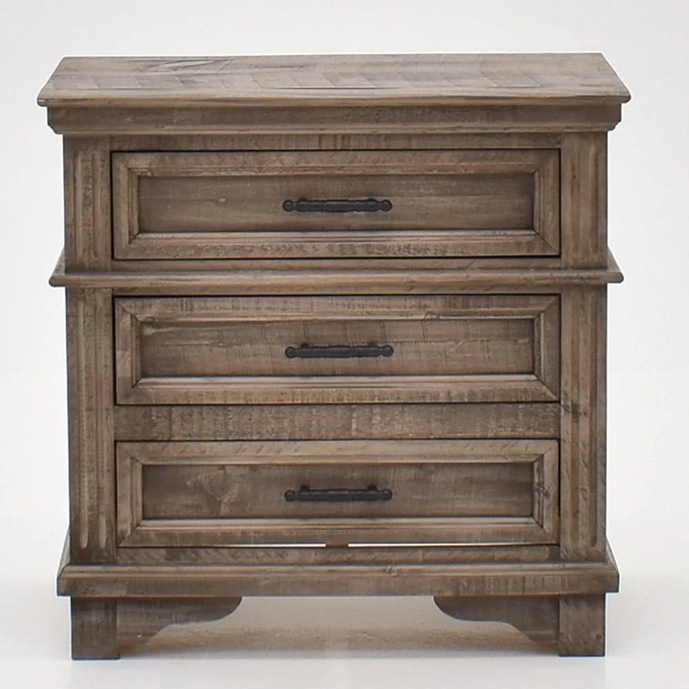 Charleston Gray Nightstand with Rustic Farmhouse Design