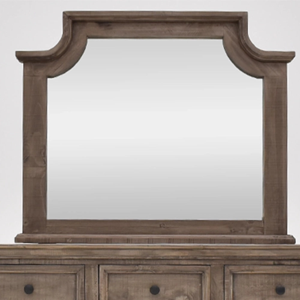Charleston Gray Bedroom Mirror with Rustic Frame Design