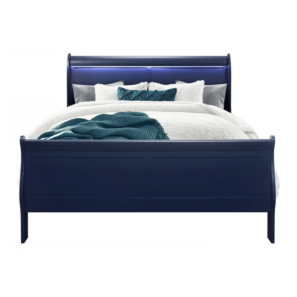 Charlie Blue Modern 5PC Bedroom Set with LED Lighting and Acrylic Hardware