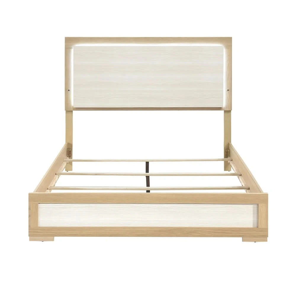 City Avenue Two-Tone Contemporary 5-Piece Bedroom Set with Natural Wood Grain Finish (Queen/King)