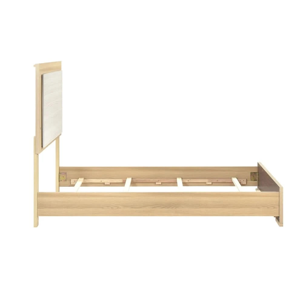 City Avenue Two-Tone Contemporary Panel Bed with Natural Wood Grain Finish (Twin/Full/Queen/King)