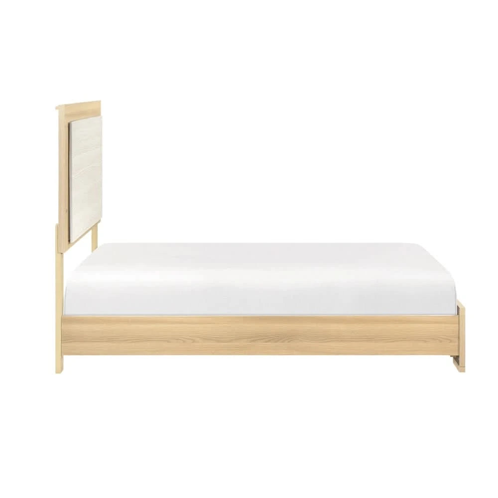 City Avenue Two-Tone Contemporary Panel Bed with Natural Wood Grain Finish (Twin/Full/Queen/King)