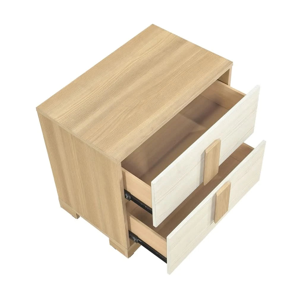 City Avenue Two-Tone Contemporary Nightstand with Natural Wood Grain Finish
