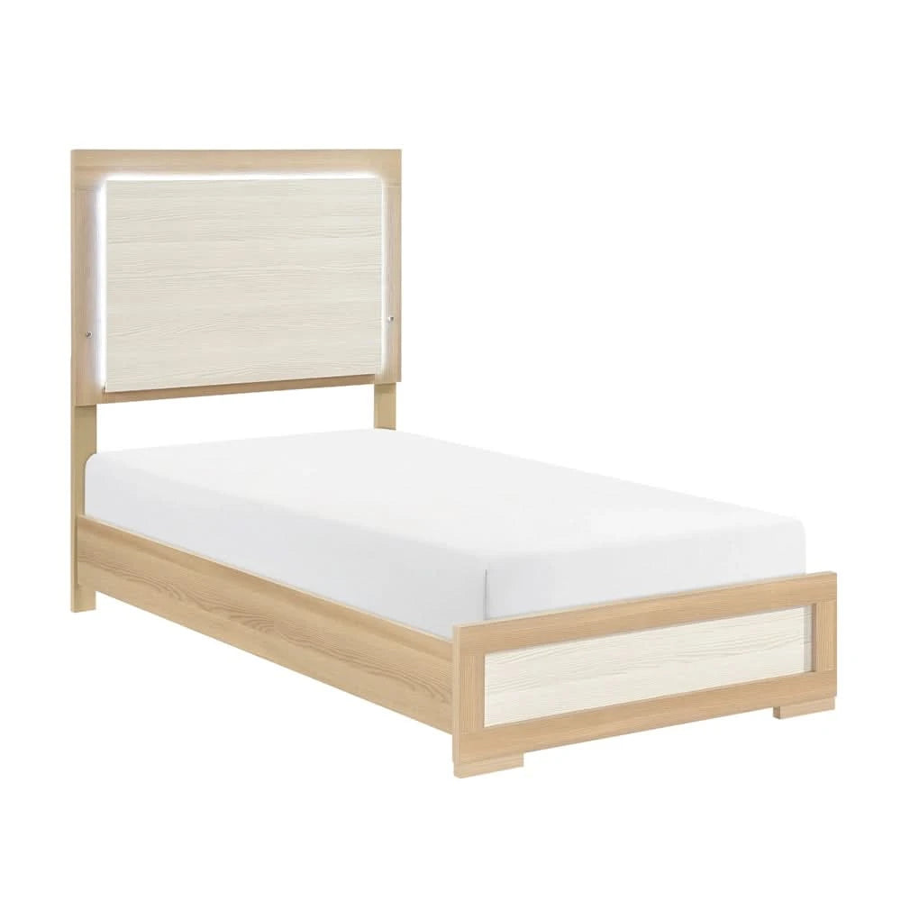 City Avenue Two-Tone Contemporary Youth 5-Piece Bedroom Set with Natural Wood Grain Finish (Twin/Full)